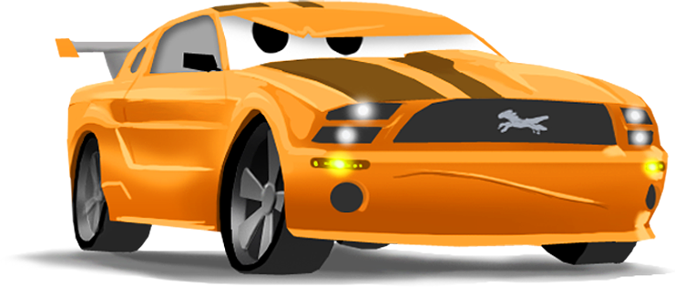 Illustration of an orange sports car
